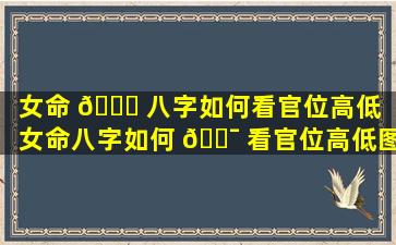 女命 🕊 八字如何看官位高低「女命八字如何 🐯 看官位高低图解」